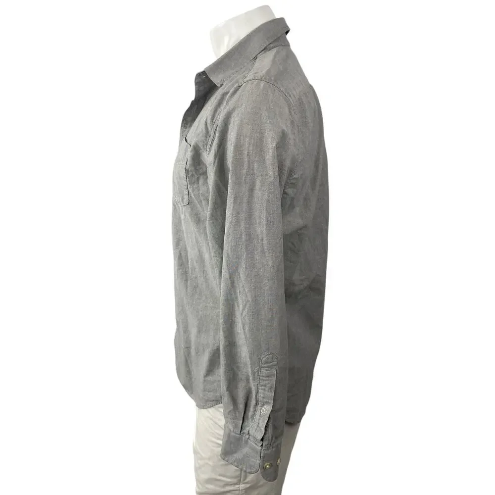Banana Republic Men's Gray Grant Fit Oxford Long Sleeve Button Down Shirt Top M